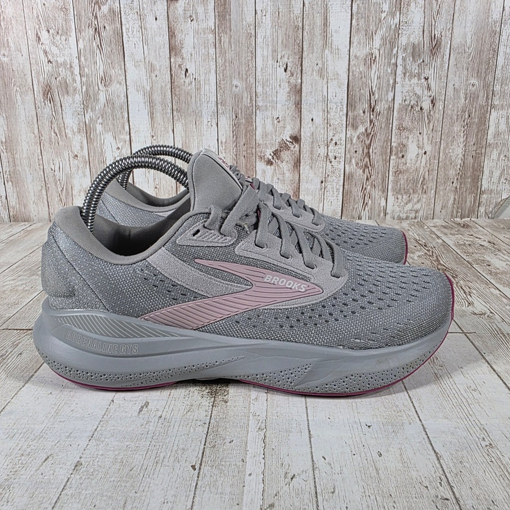 Brooks Adrenaline GTS 24 Womens Grey Pink Running Shoes 1204261B019 Size 8
